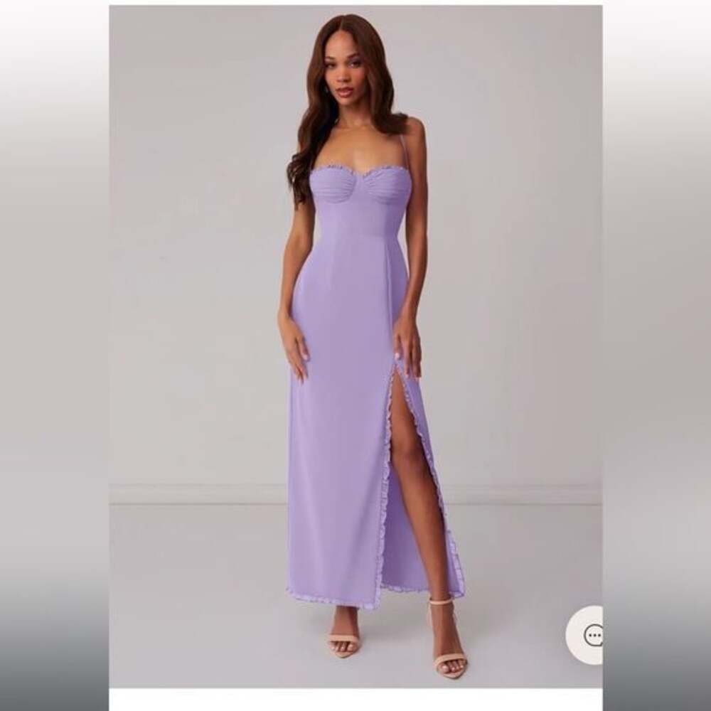 Azazie Lilac Gown with Ruffled Trim